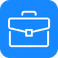 Briefcase icon showing a briefcase or satchel outlined in white with a blue background